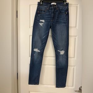 Loft Modern High-waist Skinny Moderately Distressed Blue Jeans- 2